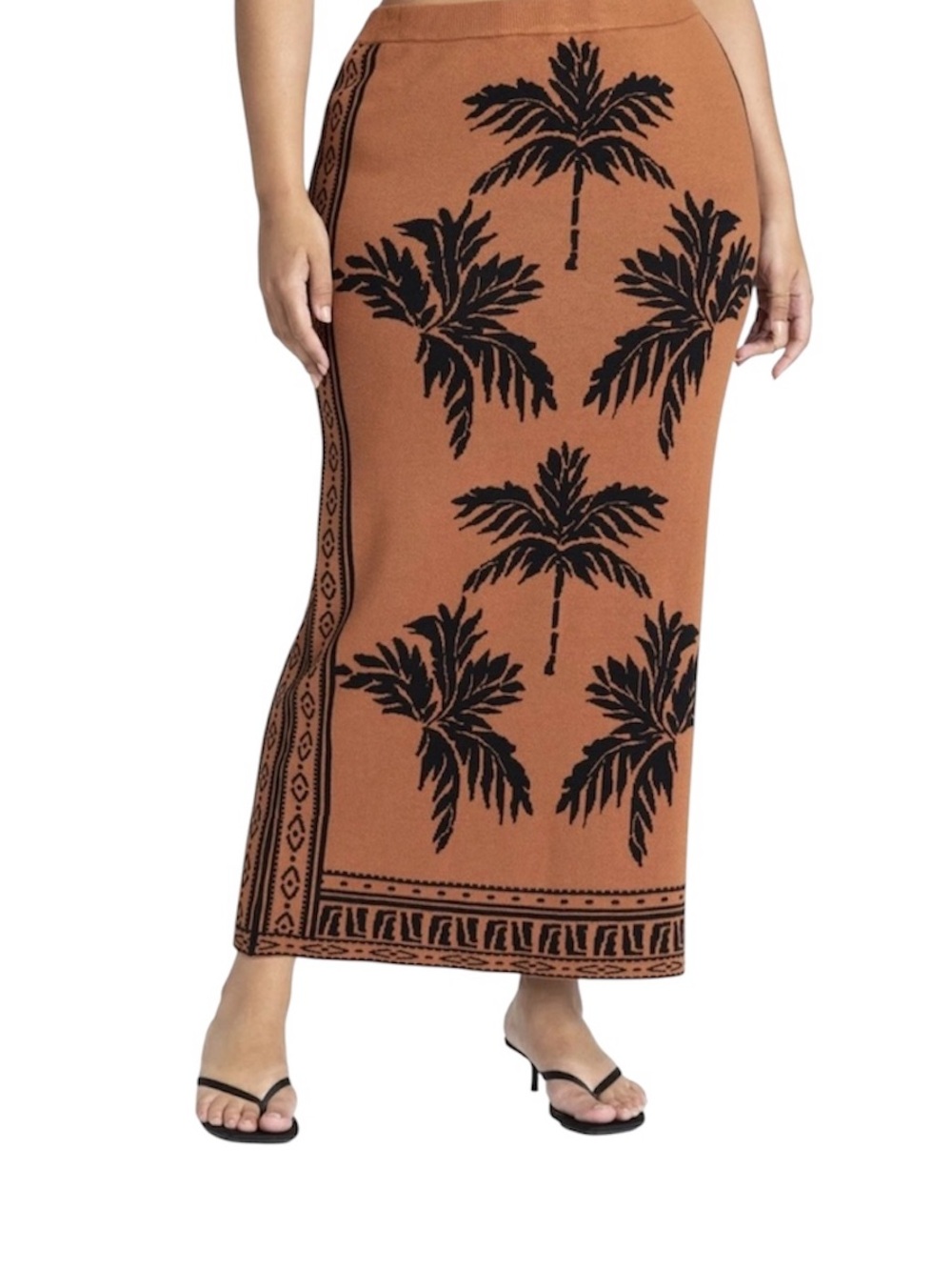❗️NWT❗️ELOQUII PALM TREE INTARSIA KNIT COLUMN SKIRT TROPICAL RESORT MAXI SKIRT